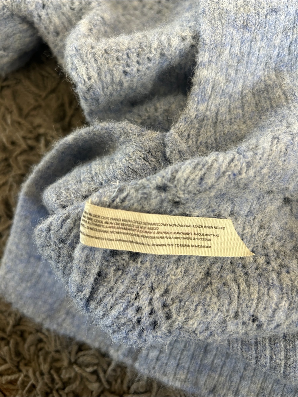 Intimately Free People C.O.Z.Y. Pointelle Light Blue Oversized Knit Sweater XS/S - Picture 10 of 11
